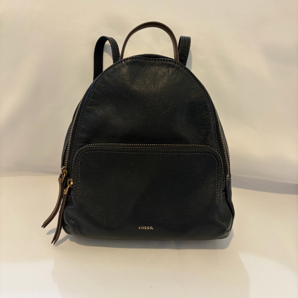 Fossil Dark Leather Mini Backpack
